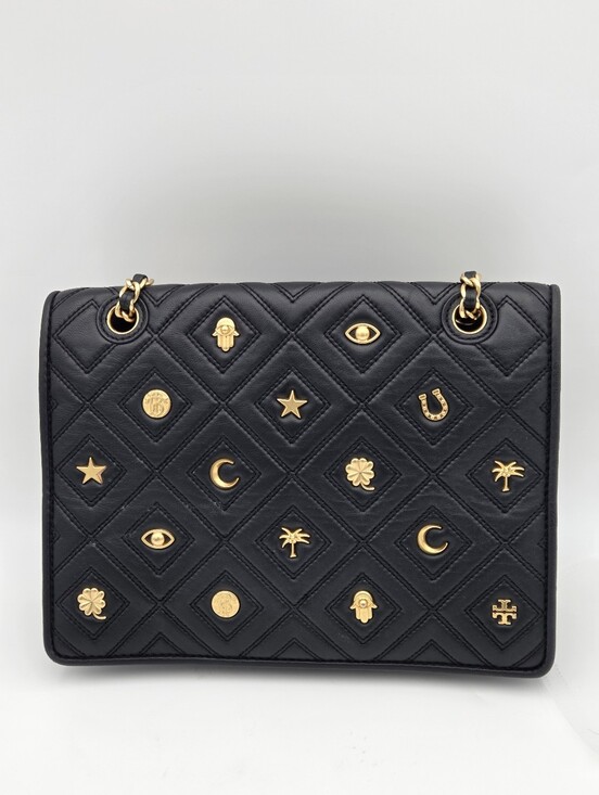 Tory Burch Handbags - Tory Burch Fleming Farida Charm Bag In Black